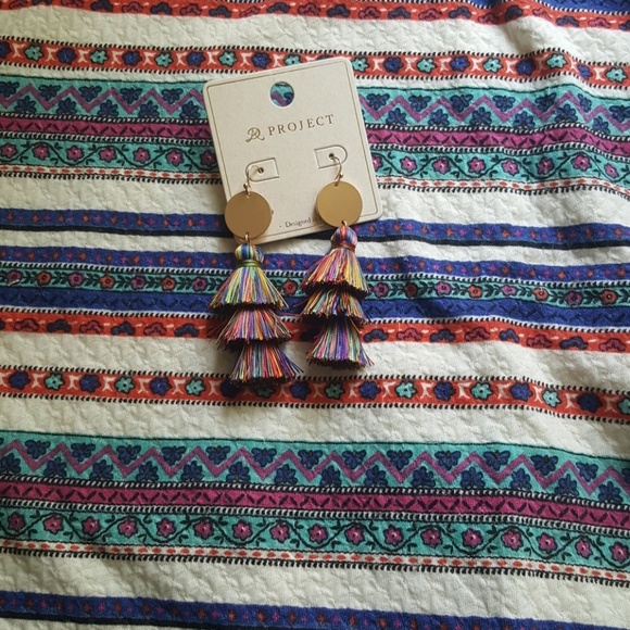 Boho Style Multi colored Tassel Earrings - Picture 2 of 5